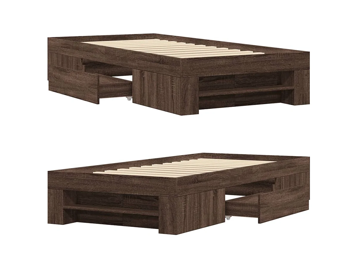 Cadre de lit sans matelas chêne marron 90x200cm bois ingénierie
