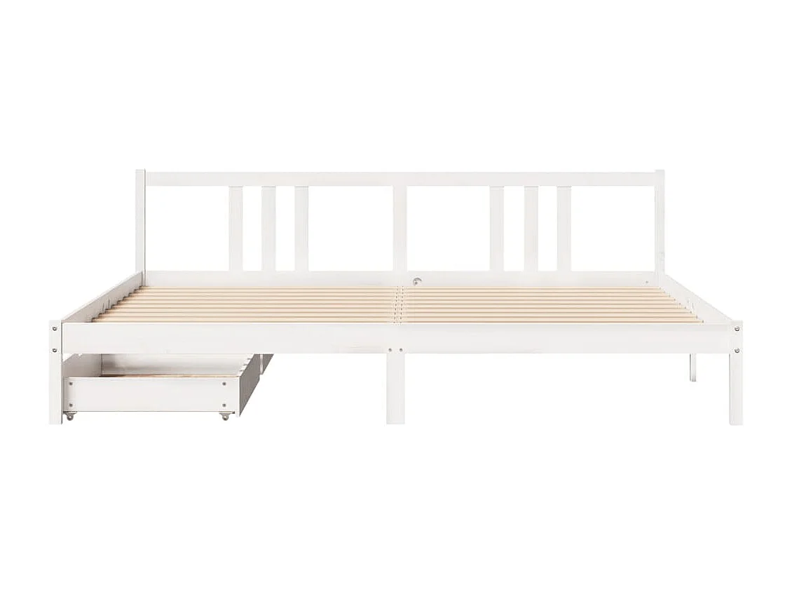 Cadre de lit sans matelas blanc 200x200 cm bois massif de pin