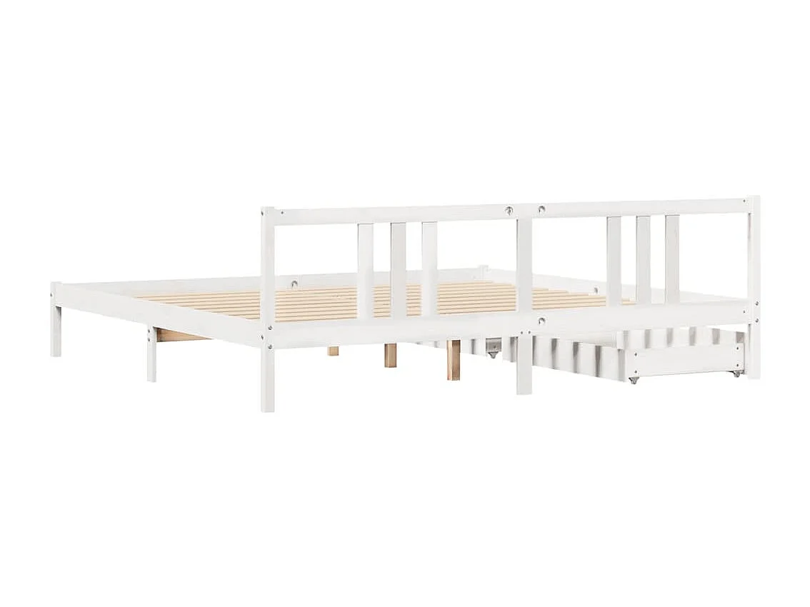 Cadre de lit sans matelas blanc 200x200 cm bois massif de pin