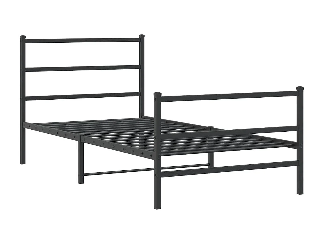 Cadre de lit métal sans matelas avec pied de lit noir 100x190cm