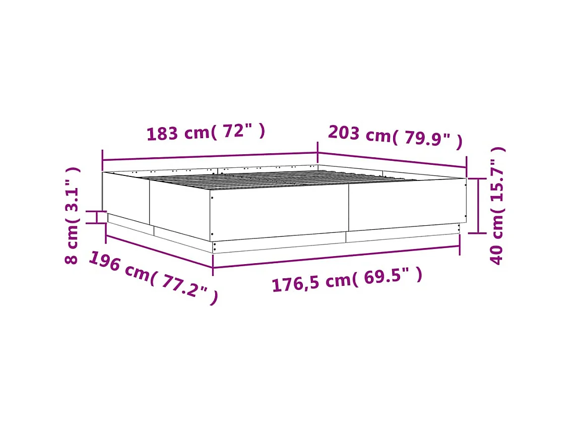 Cadre de lit sans matelas blanc 180x200 cm