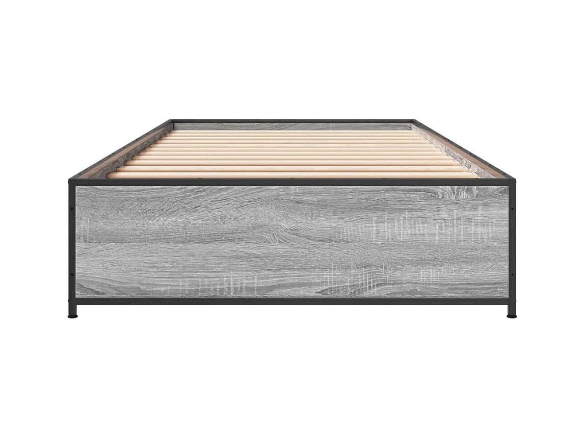 Estructura cama madera ingeniería metal gris Sonoma 90x190 cm