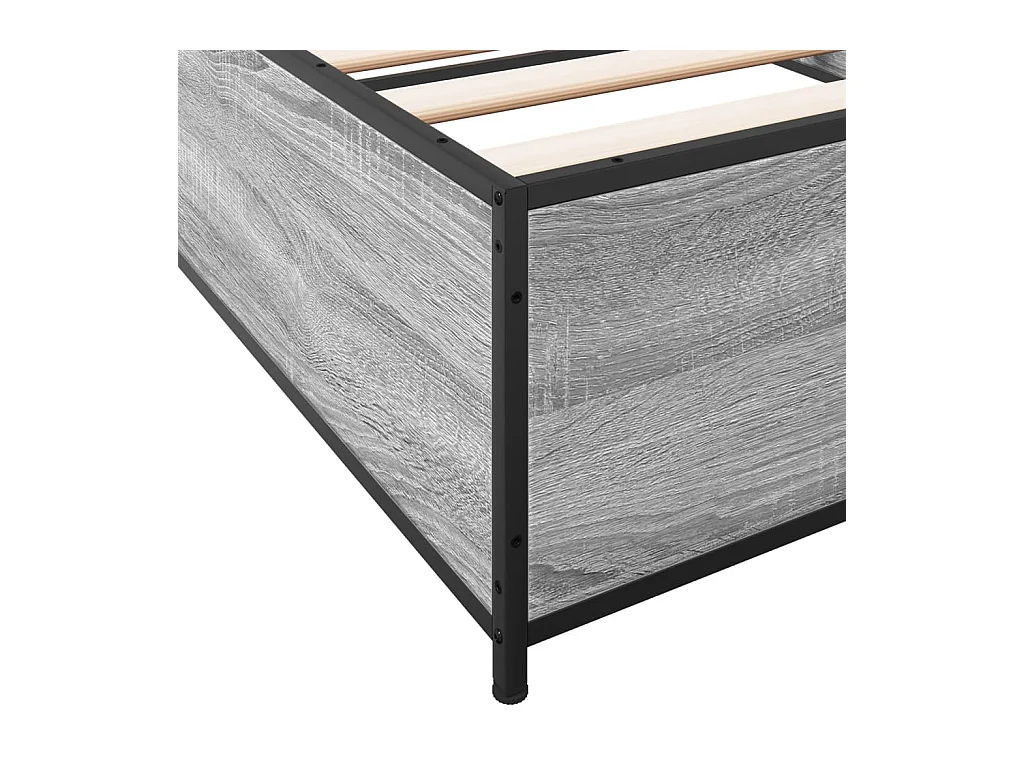Estructura cama madera ingeniería metal gris Sonoma 90x190 cm