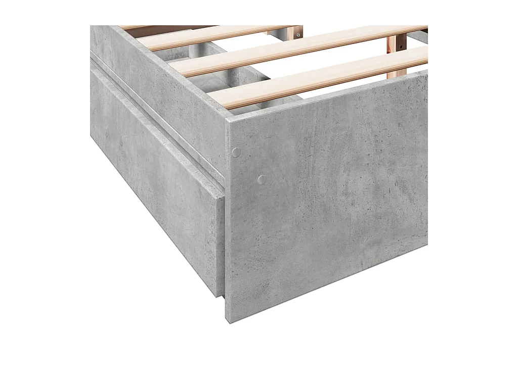 Cadre de lit avec tiroirs sans matelas gris béton 160x200 cm