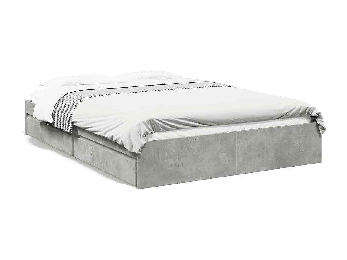 Giroletto Cassetti Grigio Cemento 160x200 cm Legno Multistrato