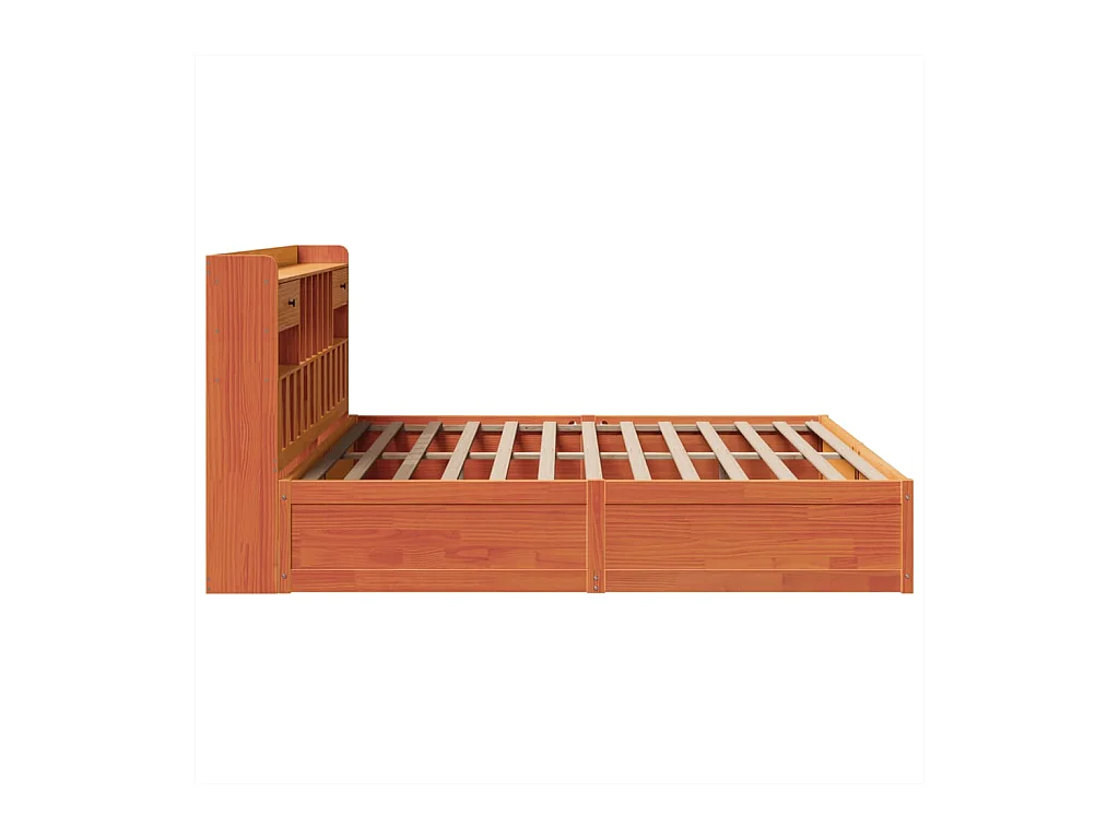 Cama sin colchón madera maciza de pino marrón cera 200x200 cm