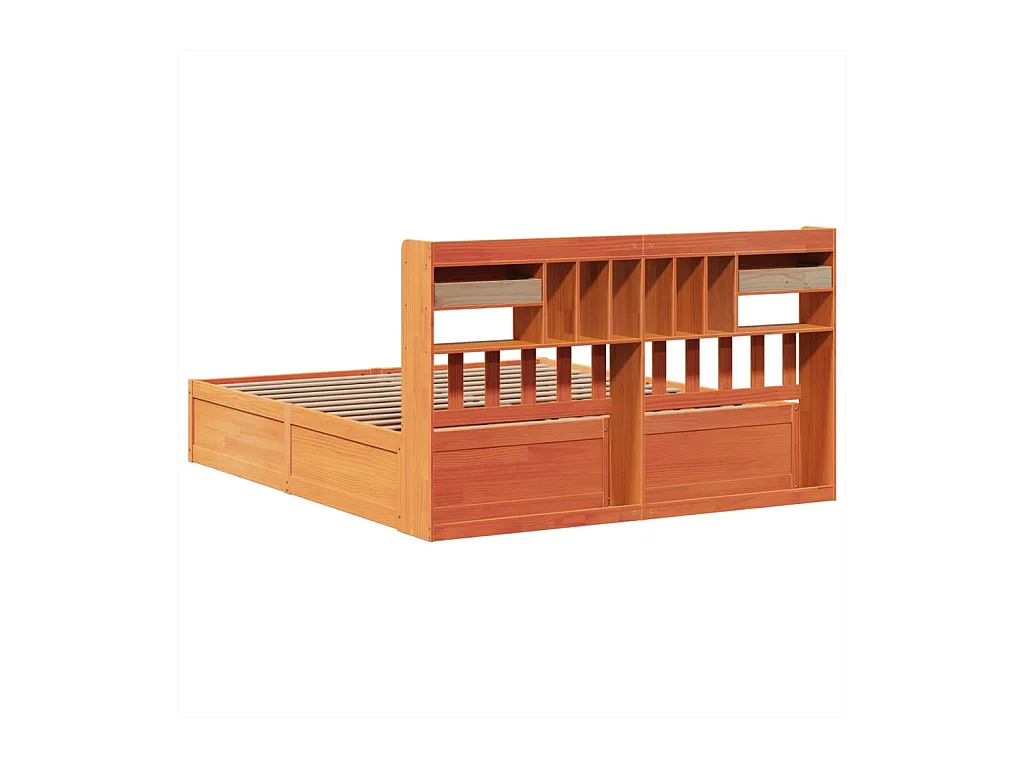 Cama sin colchón madera maciza de pino marrón cera 200x200 cm