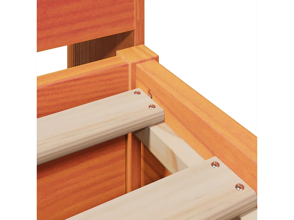 Cama sin colchón madera maciza de pino marrón cera 200x200 cm