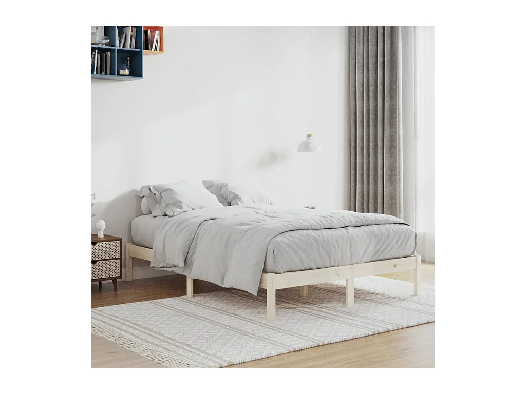 Cadre de lit sans matelas 137x190 cm bois massif de pin