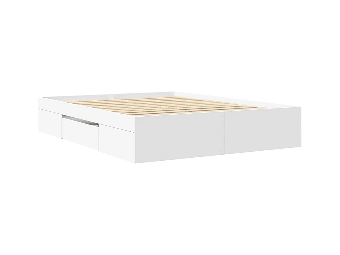 Cadre de lit sans matelas blanc 160x200 cm bois d'ingénierie