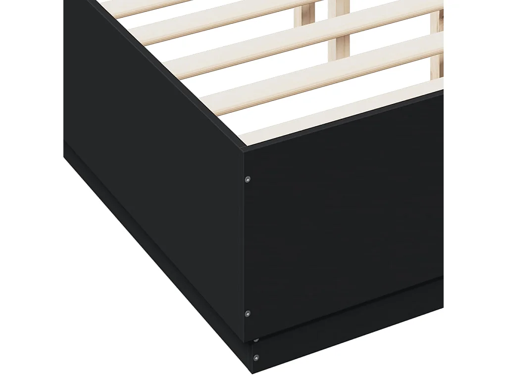 Estrutura de cama 140x190 cm derivados de madeira preto