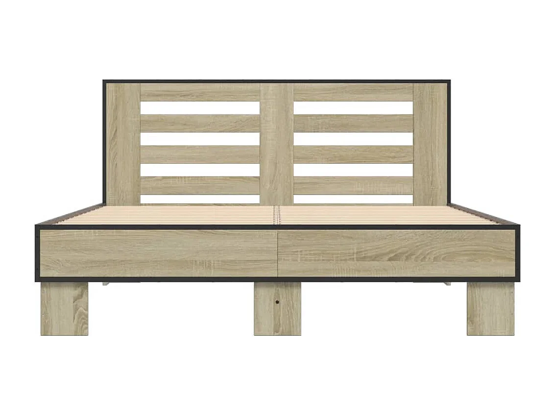 Bedframe bewerkt hout metaal sonoma eikenkleurig 140x200 cm