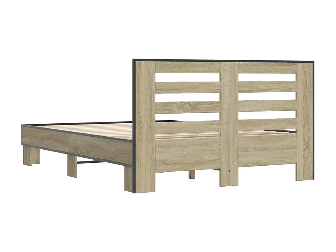 Bedframe bewerkt hout metaal sonoma eikenkleurig 140x200 cm