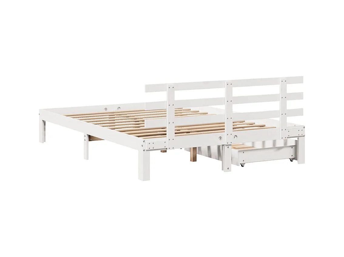 Estrutura de cama com gavetas 160x200 cm pinho maciço branco