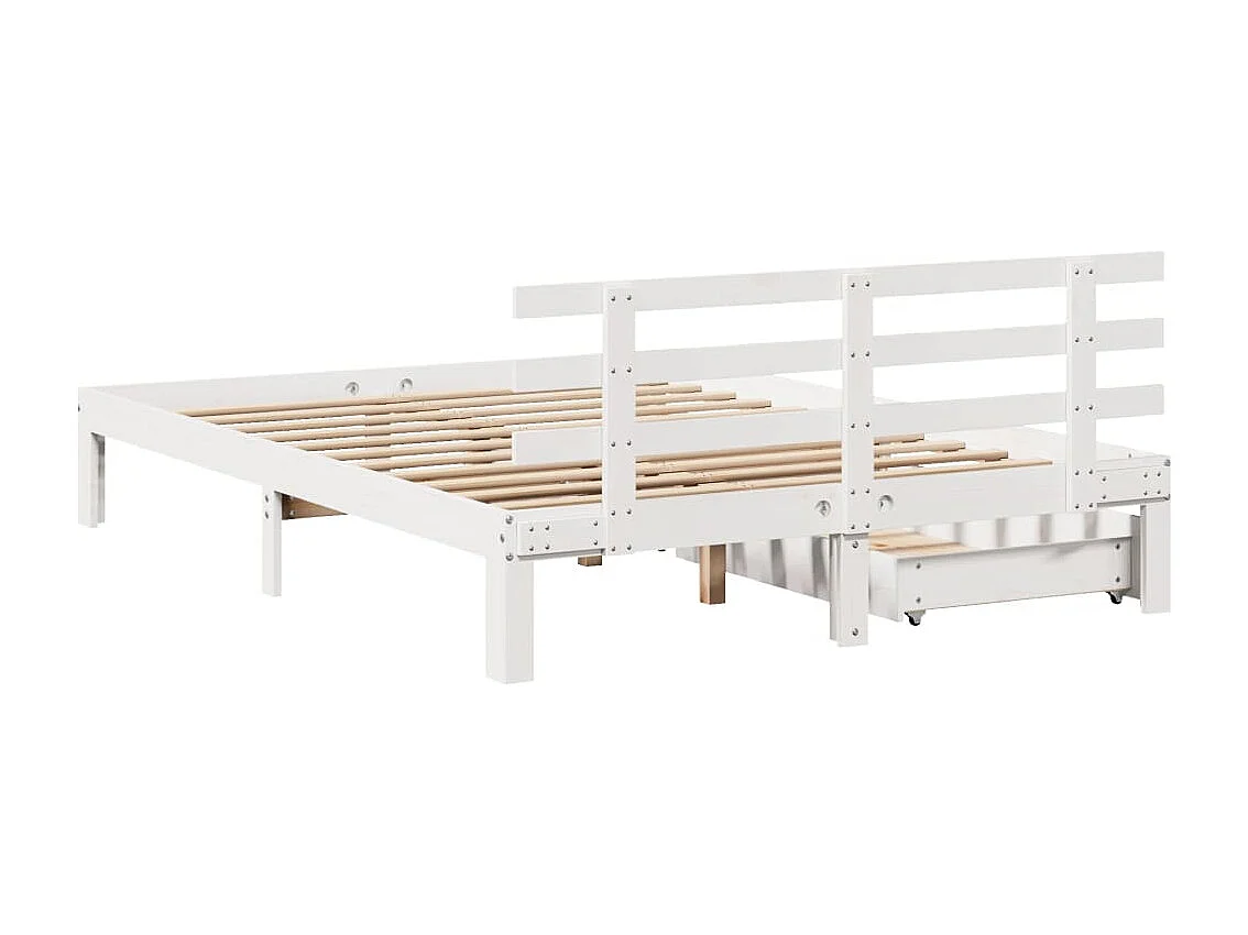 Cadre de lit avec tiroirs sans matelas blanc 160x200 cm