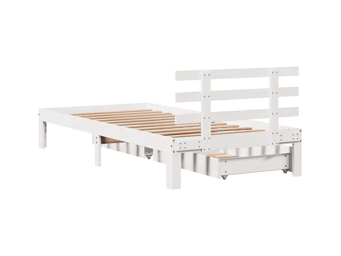 Cadre de lit avec tiroirs sans matelas blanc 100x200 cm