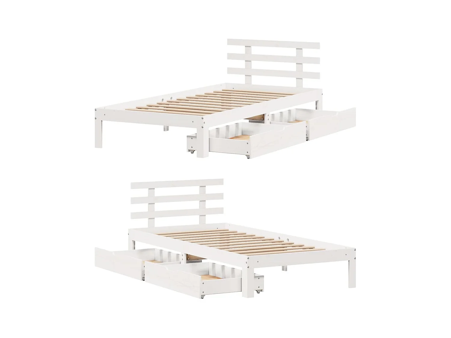 Cadre de lit avec tiroirs sans matelas blanc 100x200 cm