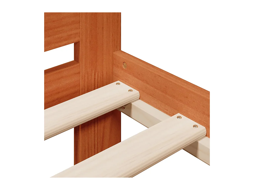 Cadre de lit sans matelas cire marron 135x190cm bois pin massif