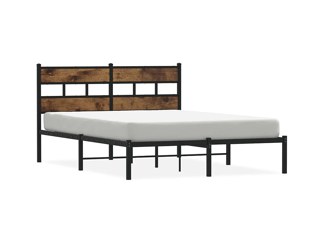 Metallbett ohne Matratze Räuchereiche 140x200 cm