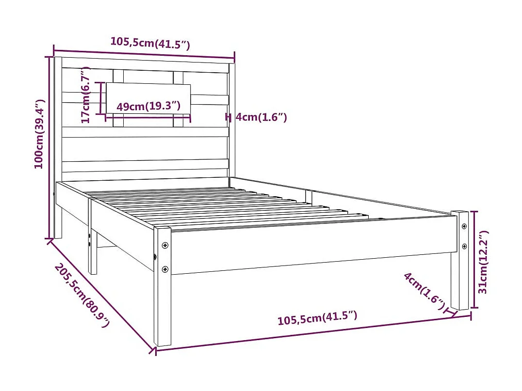 Giroletto Bianco in Legno Massello 100x200 cm