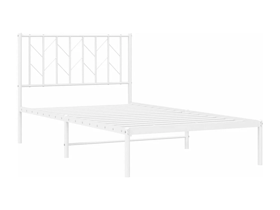 Cadre de lit métal sans matelas et tête de lit blanc 100x190 cm