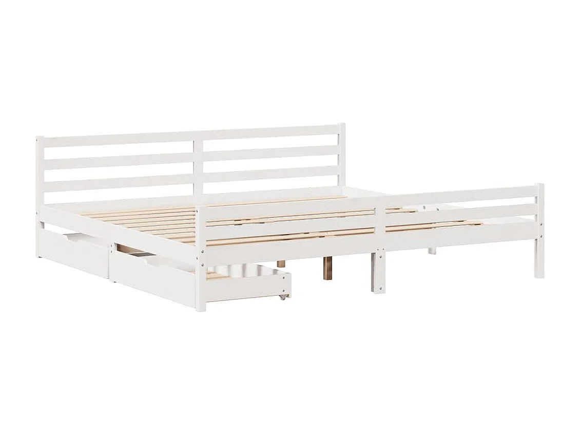 Letto senza Materasso Bianco 180x200 cm Legno Massello di Pino