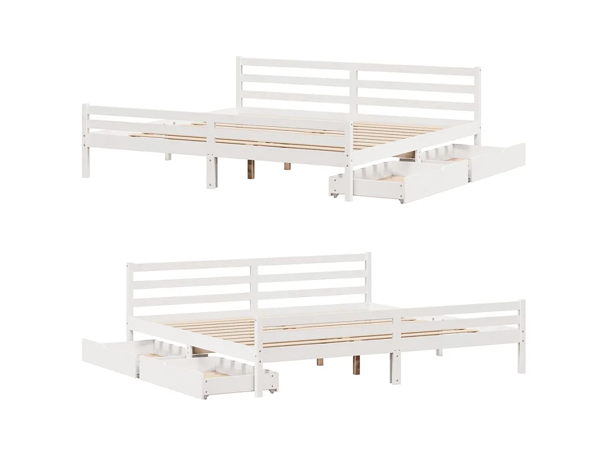 Letto senza Materasso Bianco 180x200 cm Legno Massello di Pino