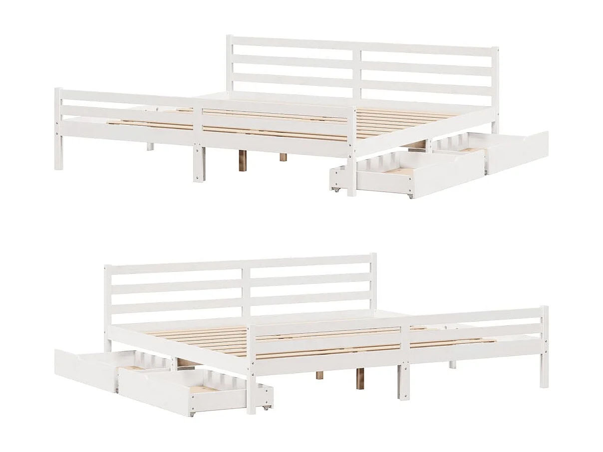 Cadre de lit sans matelas blanc 180x200 cm bois massif de pin