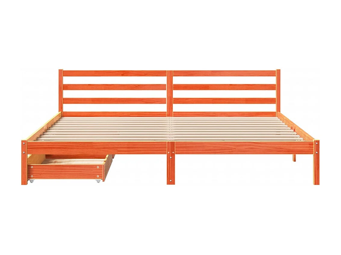 Cadre de lit sans matelas cire marron 200x200cm bois pin massif