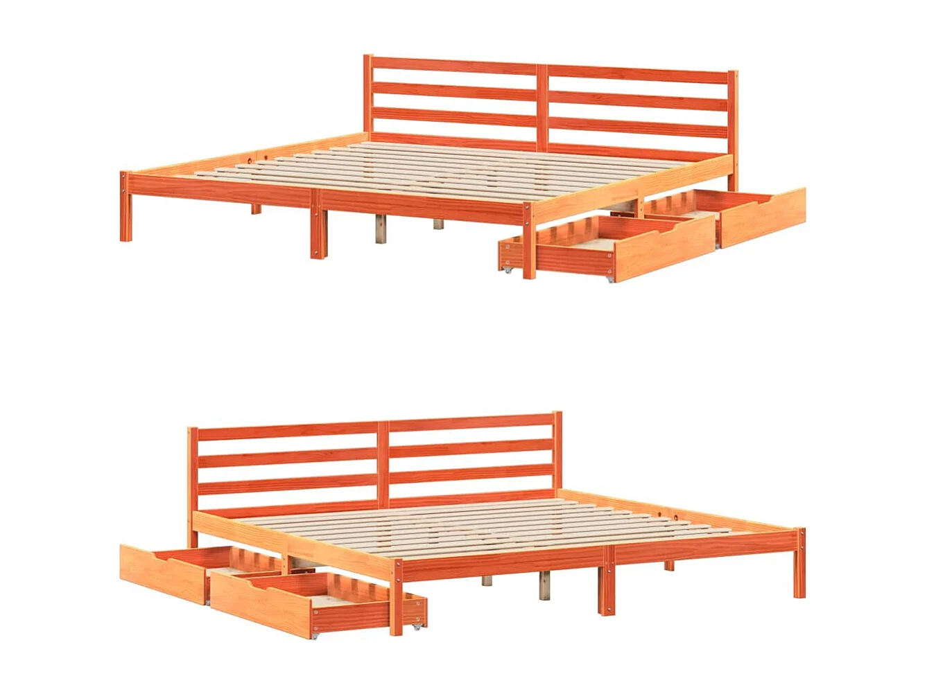 Cadre de lit sans matelas cire marron 200x200cm bois pin massif