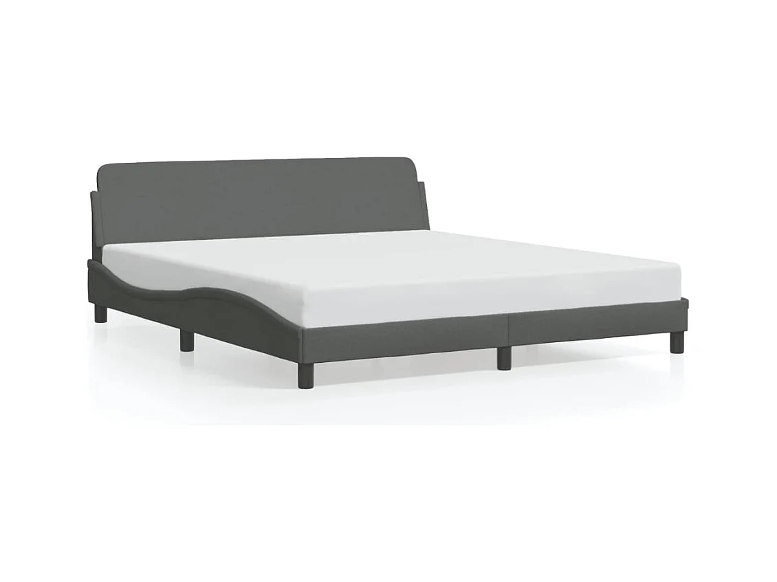 Cadre de lit sans matelas gris foncé 160x200 cm tissu