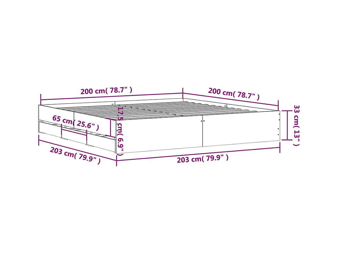 Cadre de lit sans matelas gris foncé 160x200 cm tissu