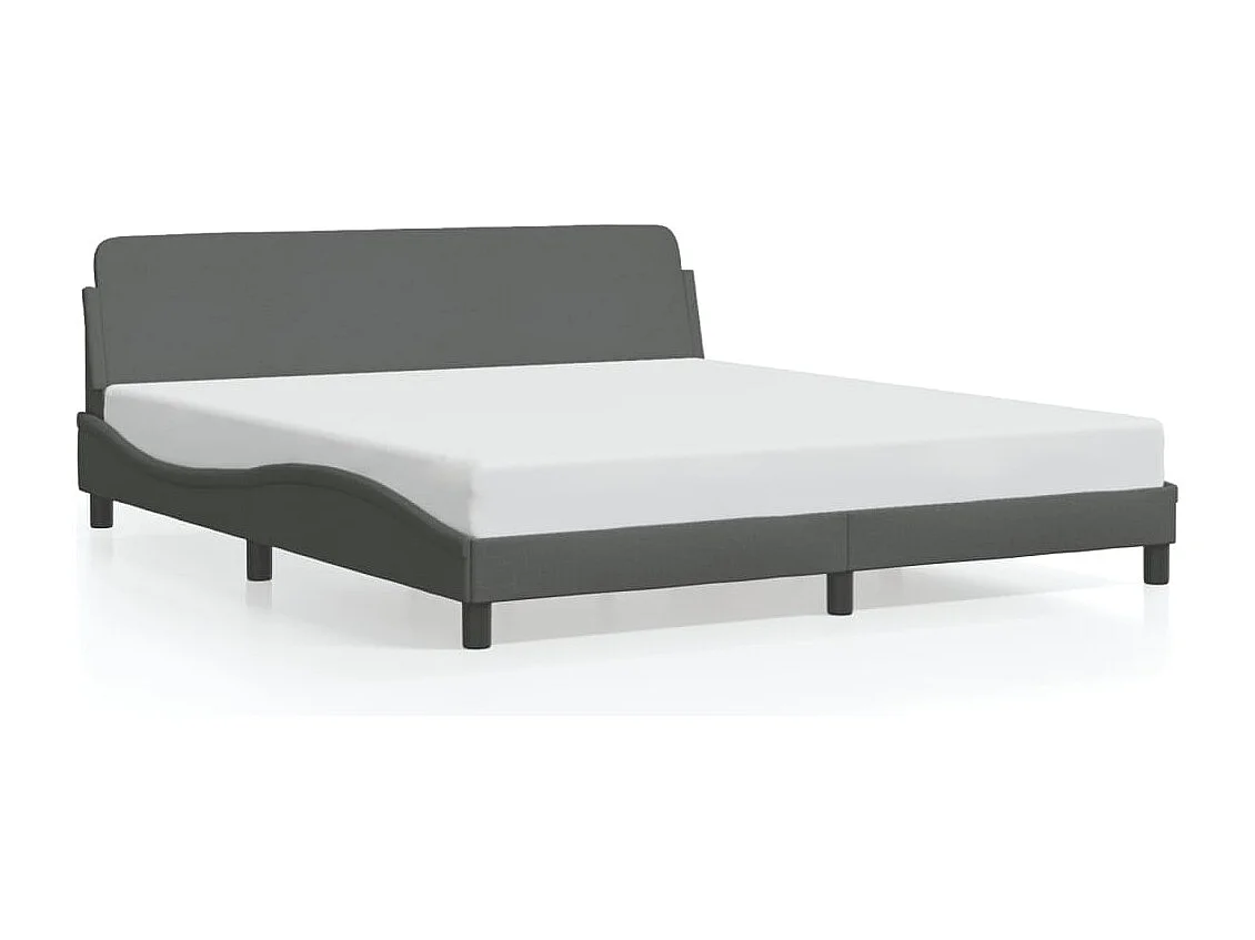 Cadre de lit sans matelas gris foncé 160x200 cm tissu