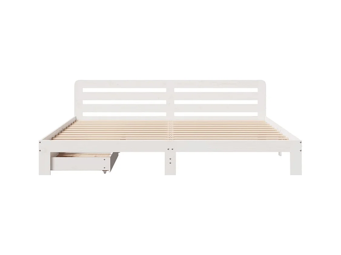 Cadre de lit sans matelas blanc 200x200 cm bois massif de pin