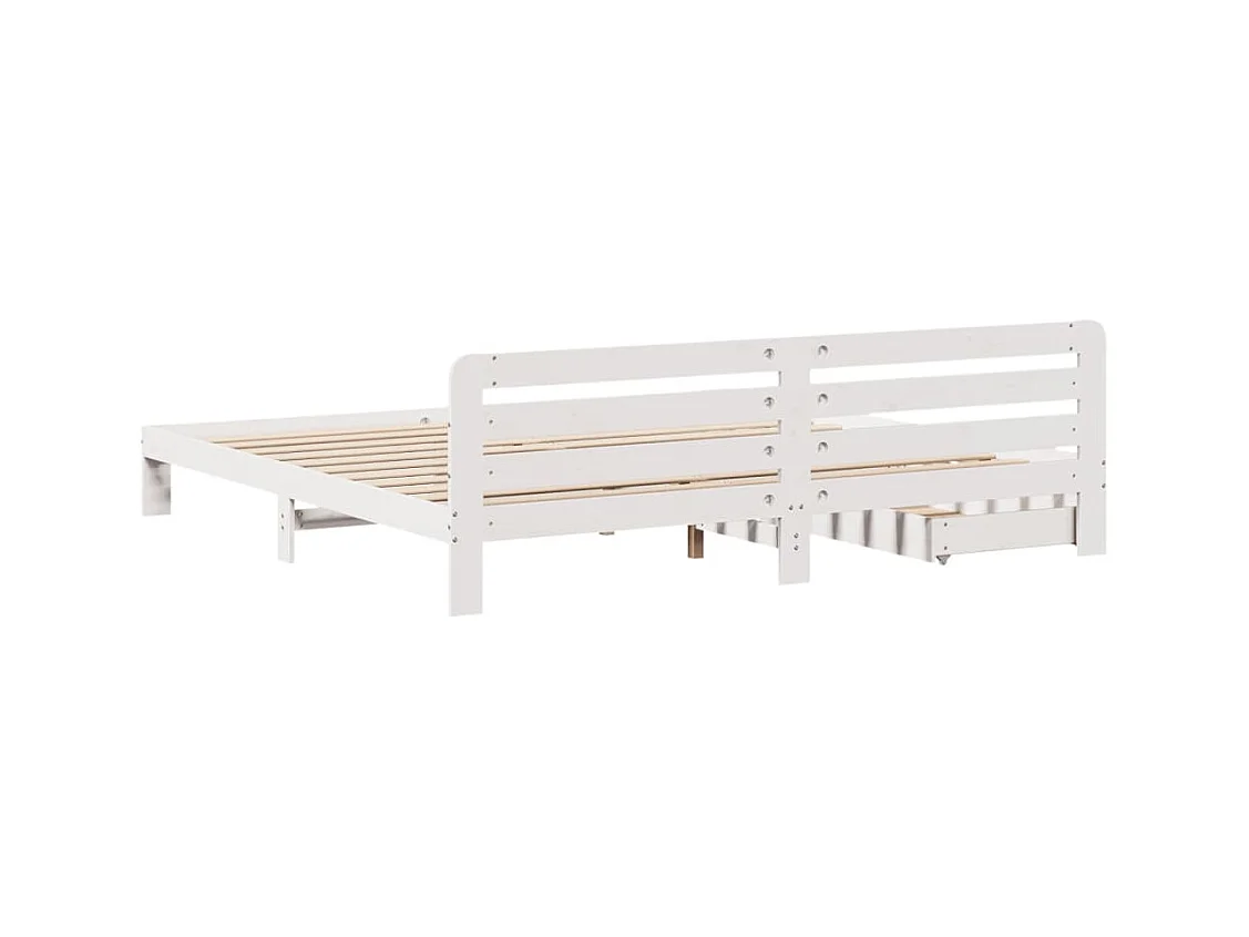 Cadre de lit sans matelas blanc 200x200 cm bois massif de pin