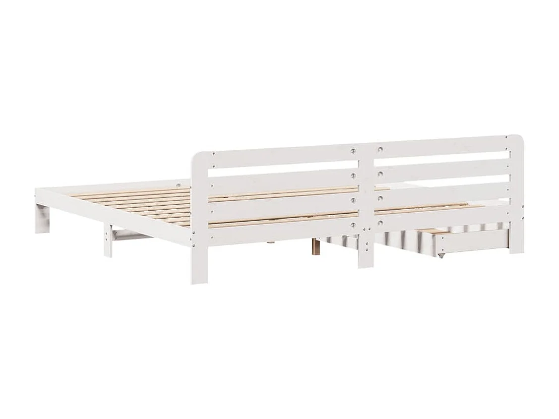 Cadre de lit sans matelas blanc 200x200 cm bois massif de pin