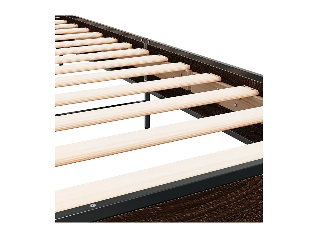 Bettgestell Braun Eichen-Optik 100x200 cm Holzwerkstoff Metall