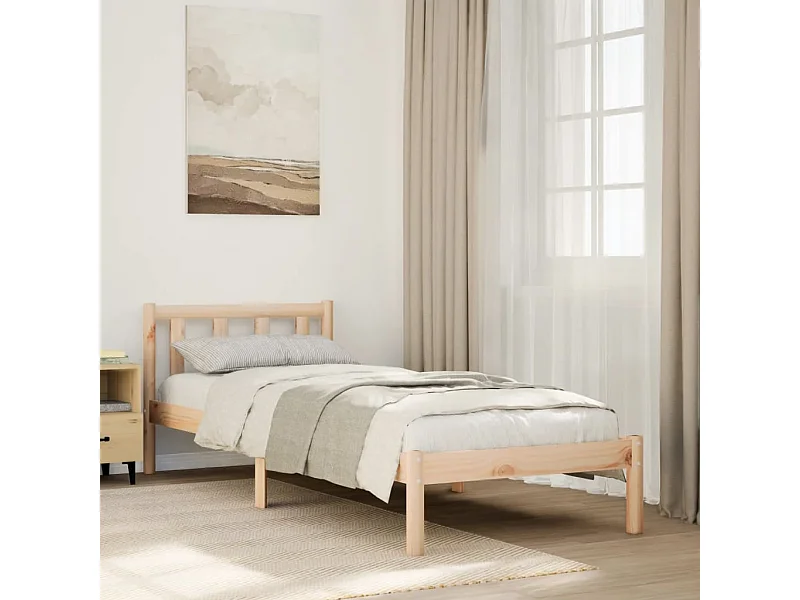Cadre de lit extra long sans matelas 90x220 cm bois massif pin