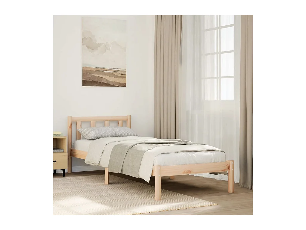 Cama extralarga sin colchón madera maciza de pino 90x220 cm