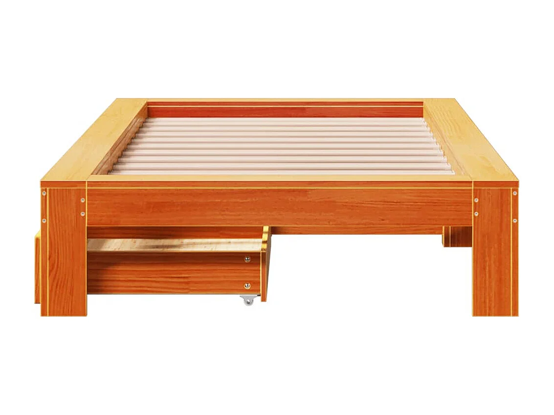 Massivholzbett ohne Matratze Wachsbraun 75x190 cm Kiefernholz