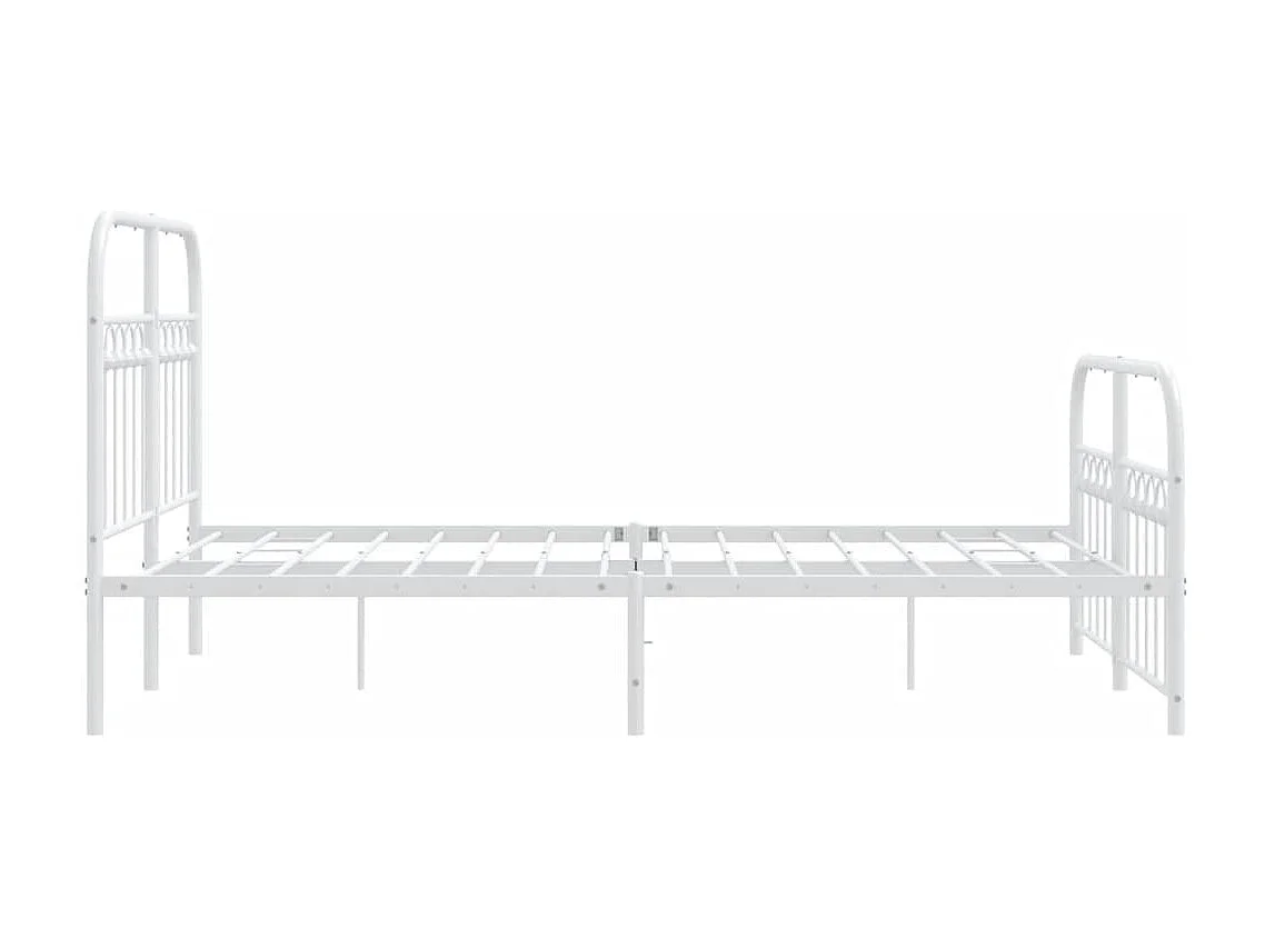 Cadre de lit métal sans matelas et pied de lit blanc 120x200 cm