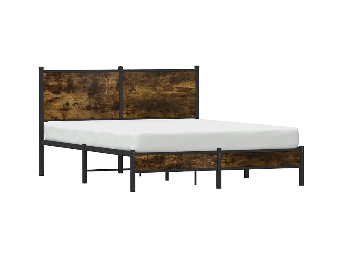 Cadre de lit en métal sans matelas chêne fumé 140x190 cm