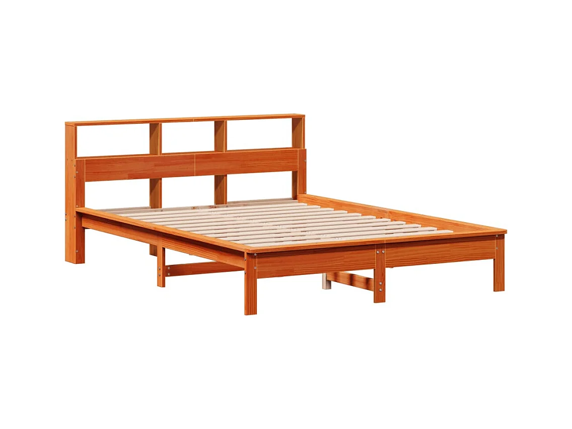 Cadre de lit sans matelas cire marron 140x190cm bois pin massif