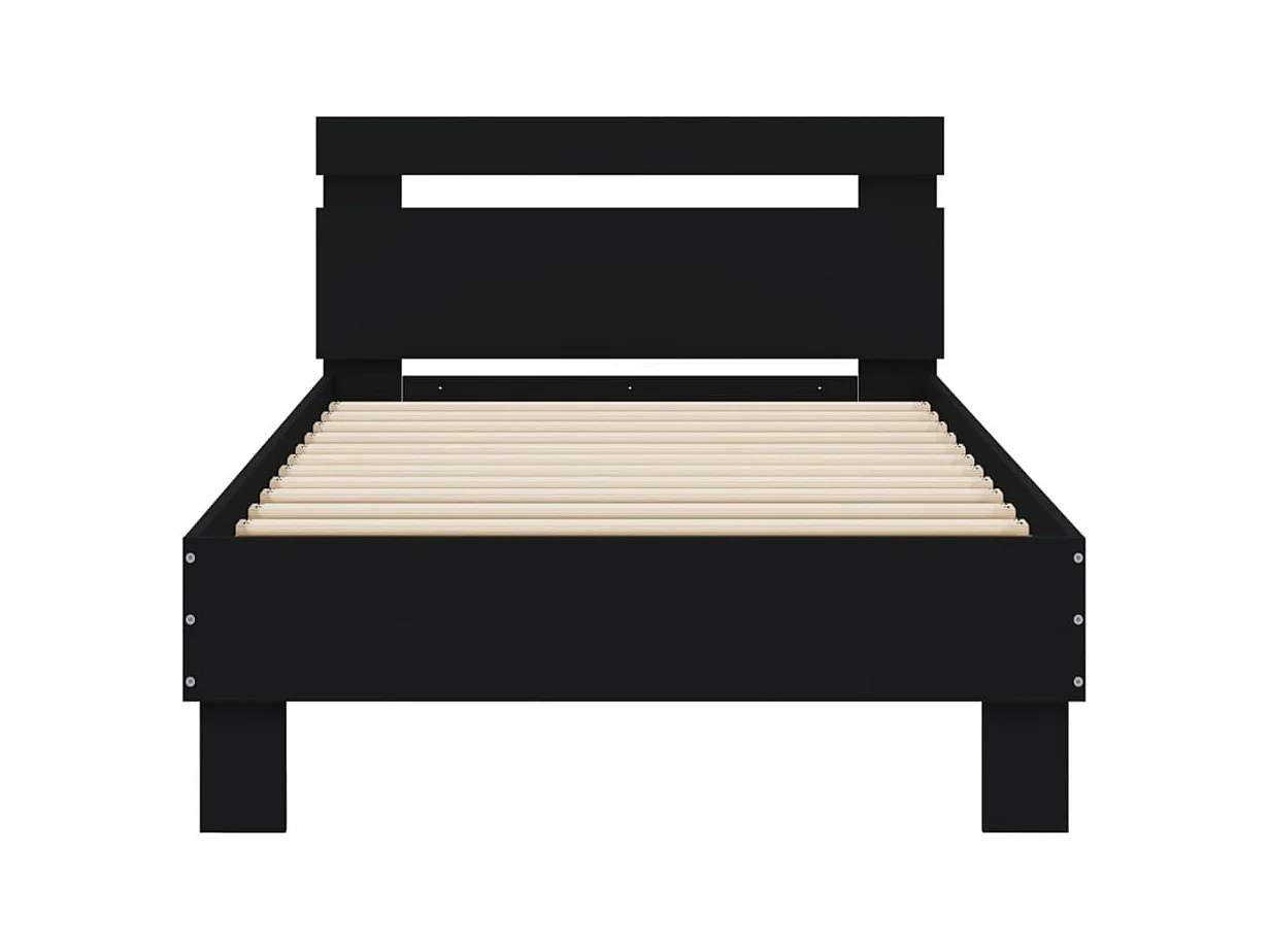 Estrutura de cama c/ cabeceira 90x200cm derivados madeira preto