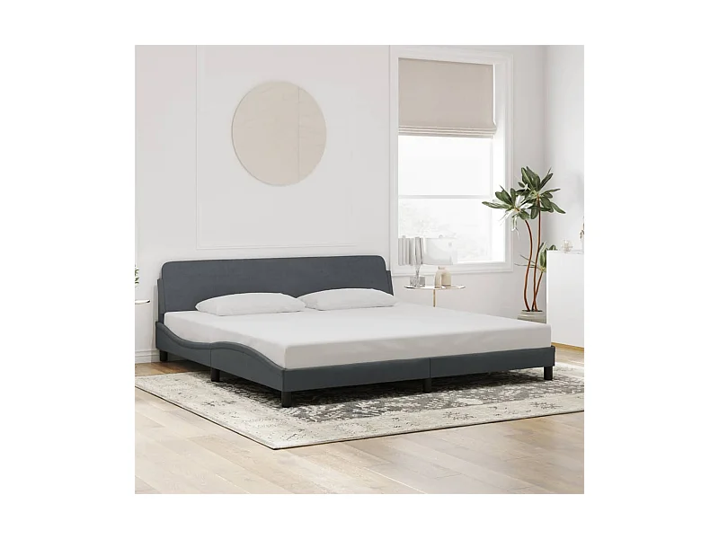 Cadre de lit sans matelas gris foncé 200x200 cm velours