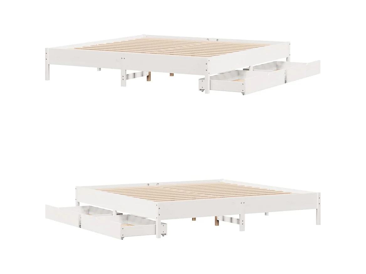 Letto senza Materasso Bianco 180x200 cm Legno Massello di Pino