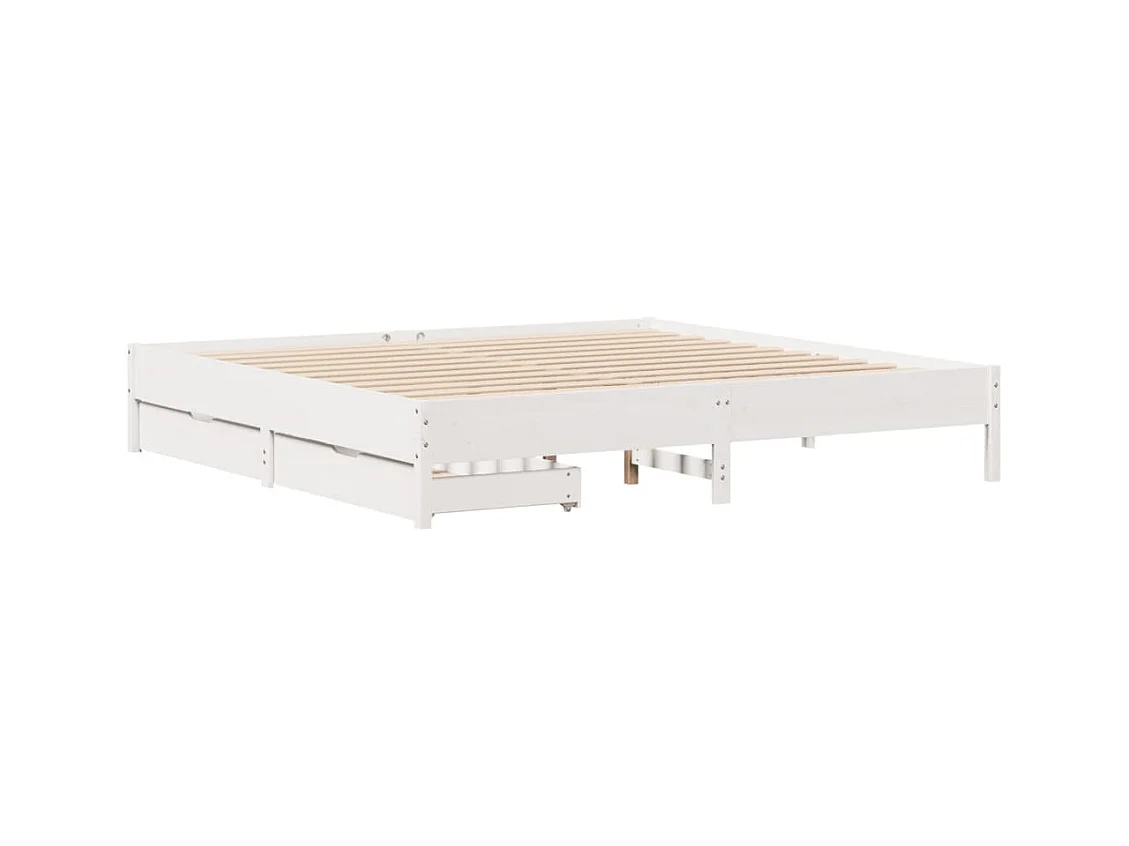 Bedframe zonder matras massief grenenhout wit 180x200 cm