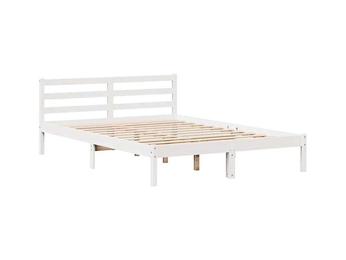 Estructura de cama con cabecero madera pino blanco 120x190 cm