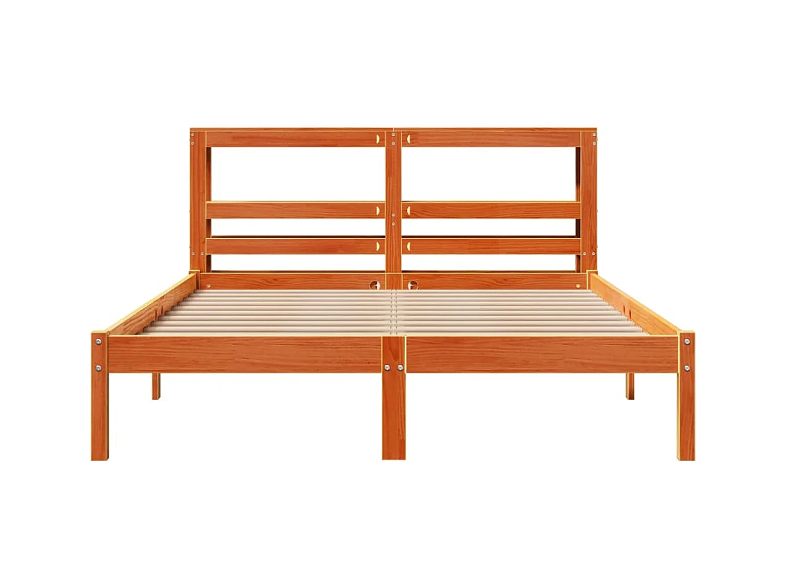 Cadre de lit et tête de lit sans matelas cire marron 150x200 cm