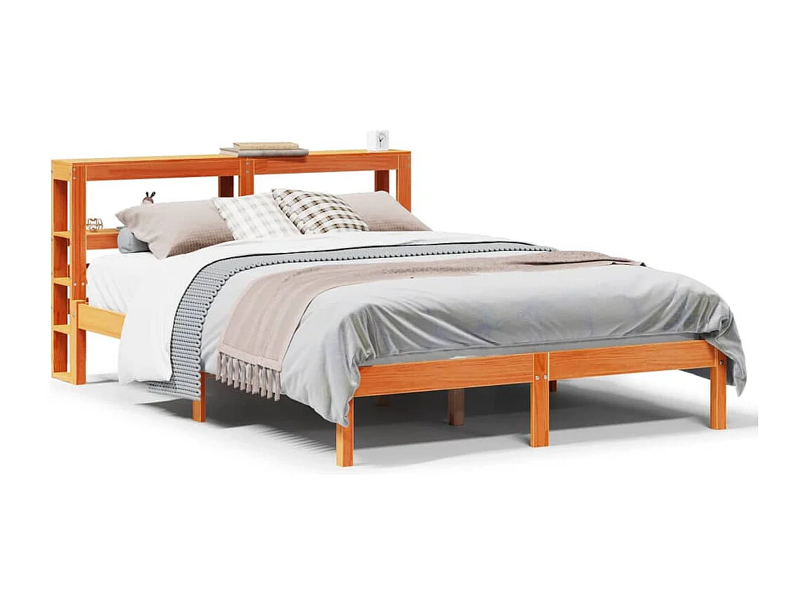 Cadre de lit et tête de lit sans matelas cire marron 150x200 cm